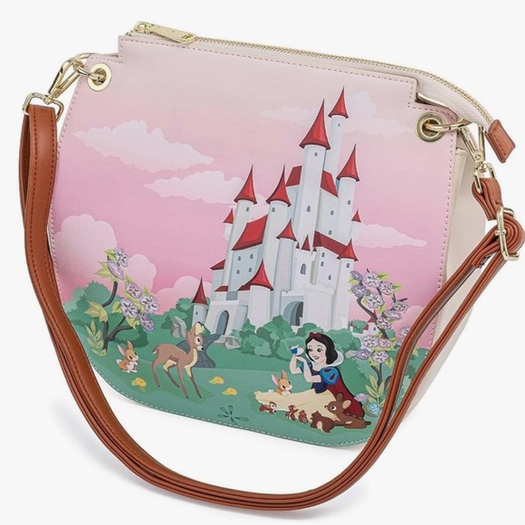LOUNGEFLY DISNEY SNOW WHITE & 7 DWARFS Snow White Castle CROSSBODY BAG & WALLET! - Picture 4 of 10